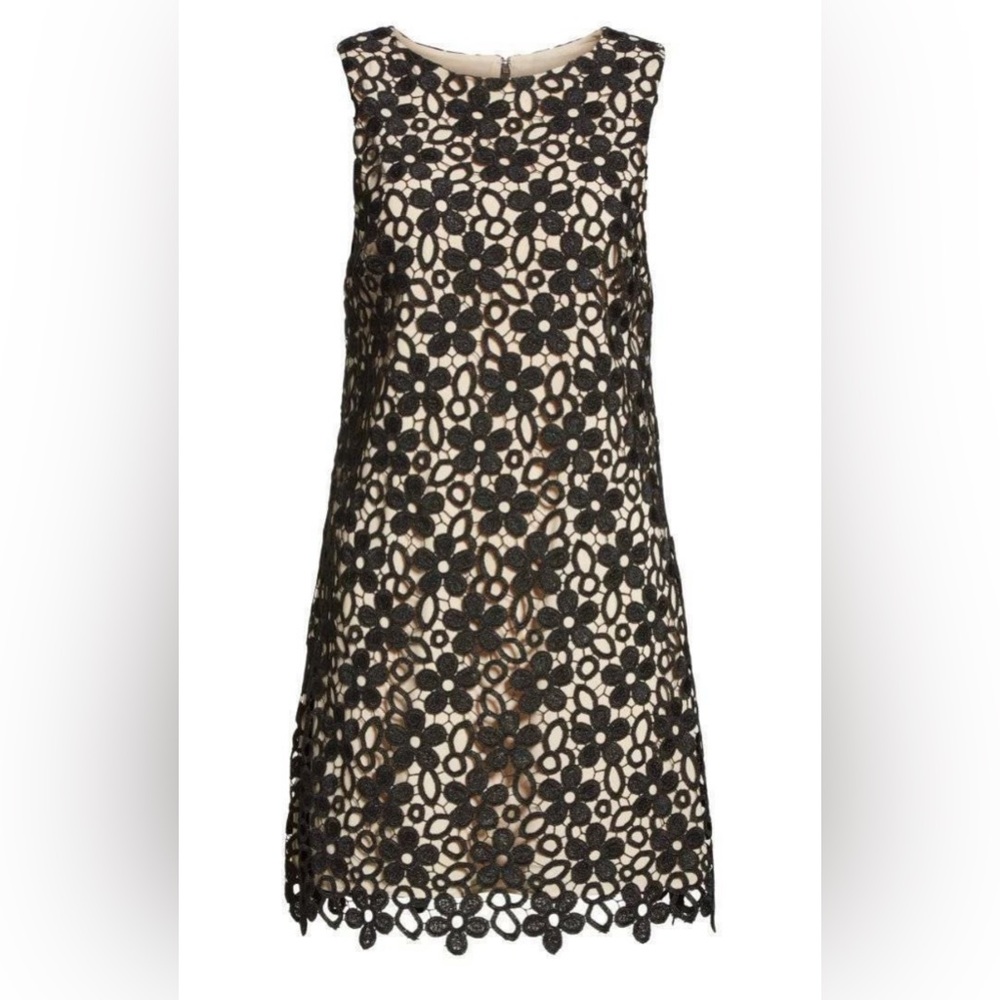 Alice+Olivia Clyde Aline FLORAL LACE Shift Dress black  Sz 2  $375 Excellent